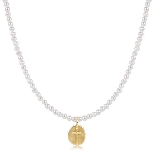 choker classic pearl 3mm bead - inspire small gold charm