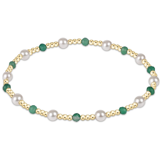 pearl sincerity pattern 4mm bead bracelet - green onyx