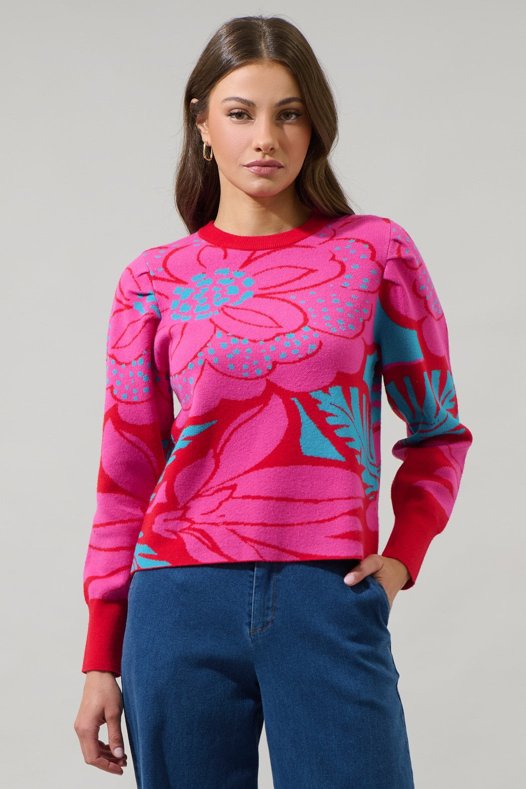 Pink and Ocean Printed Cardigan