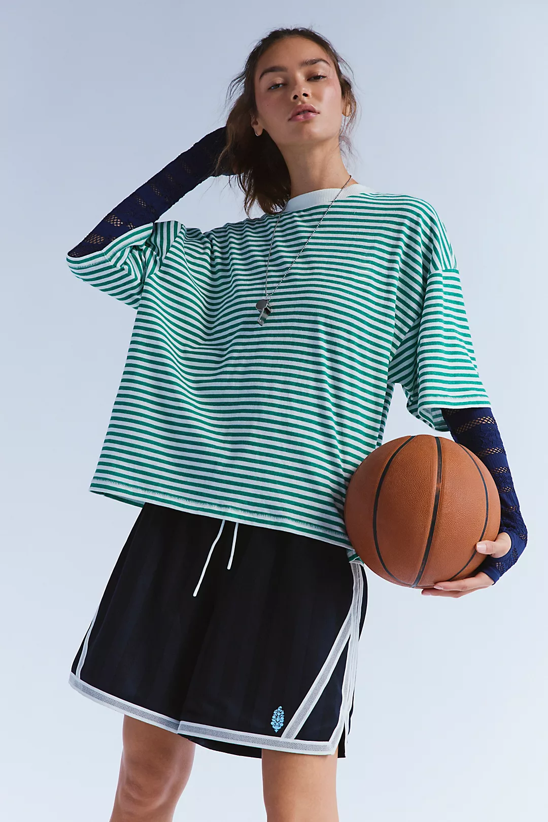 Free People Tackle Stripe Tee Green