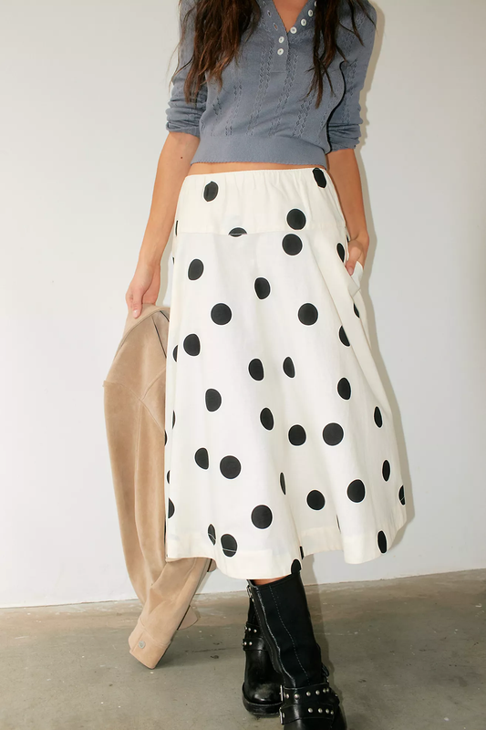 Free People Poka Dot Midi Skirt