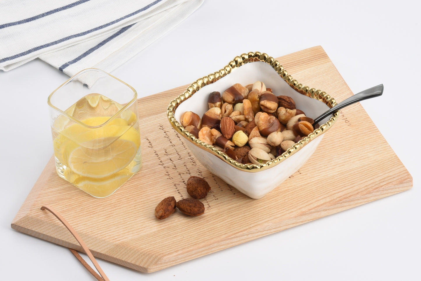 Square Snack Bowl Gold White Pampa Bay CER2251WG