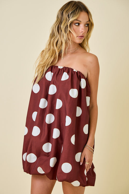 Brown Poka Dot Bubble Dress
