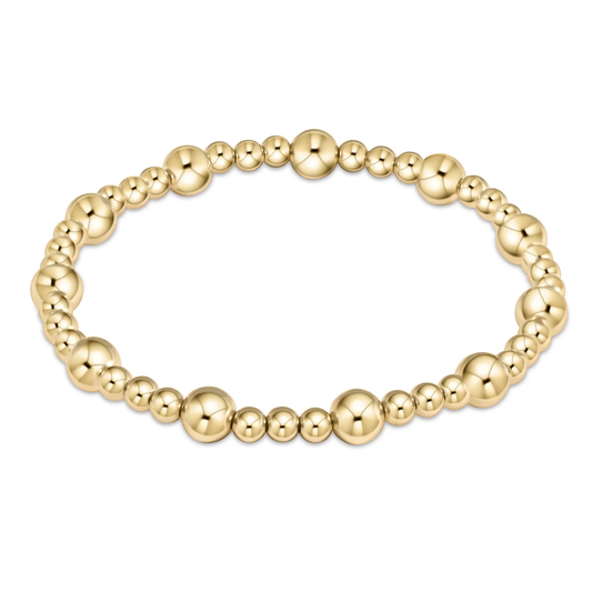 classic sincerity pattern 6mm bead bracelet - gold extends