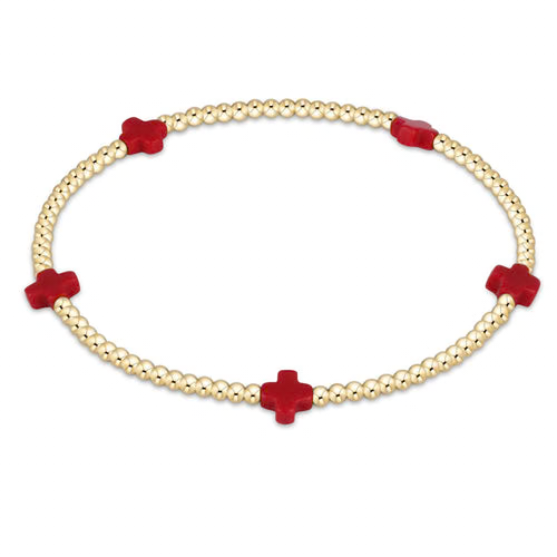 Enewton small cross Gold 2MM red