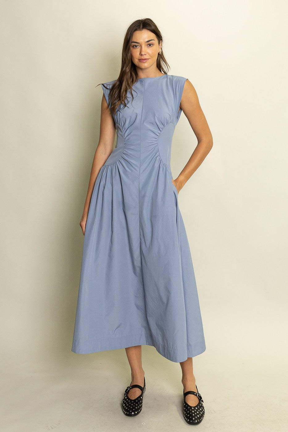 Dusty Blue Waist Dress