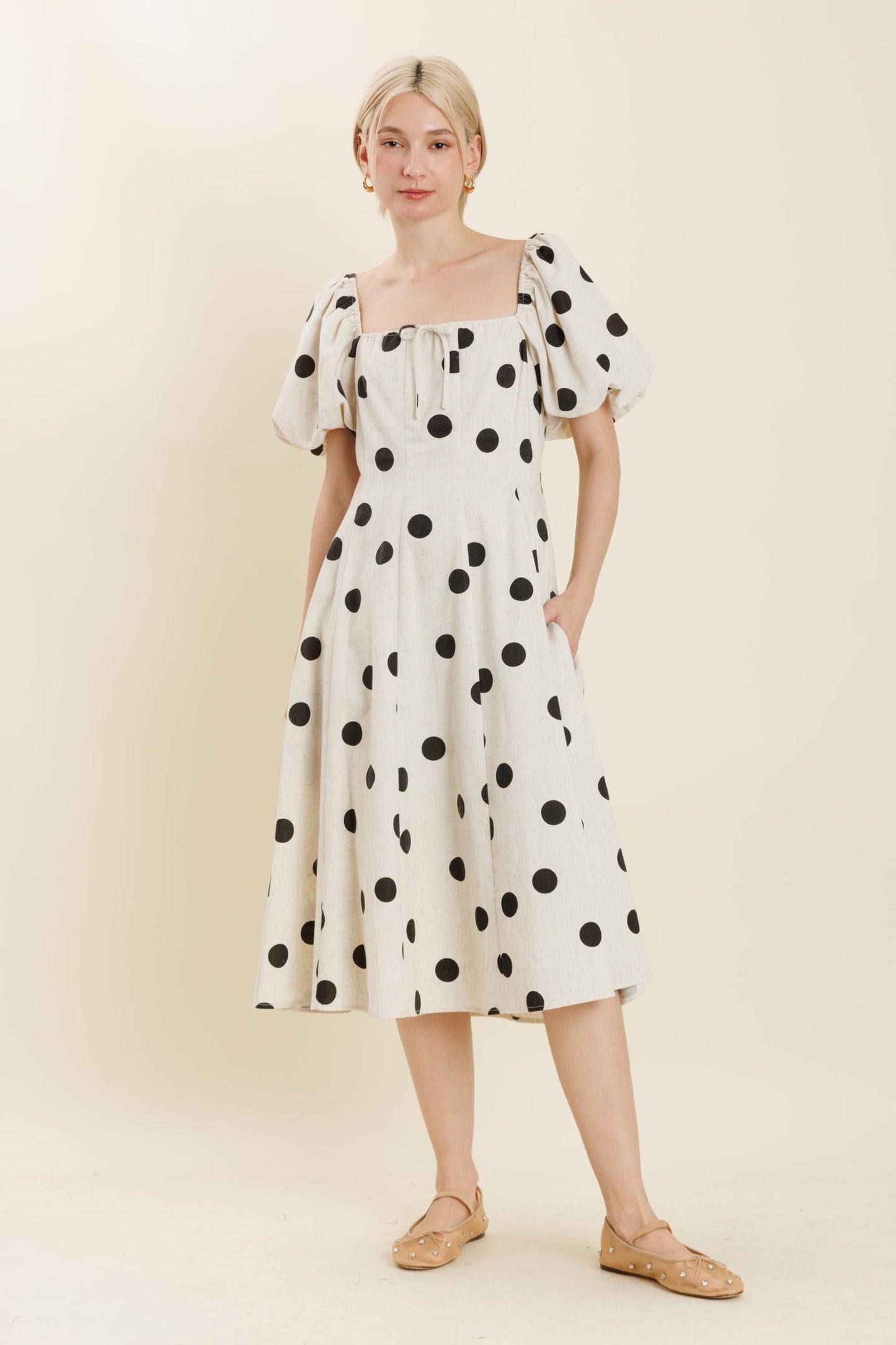 Cream and Black Polka Dot dress