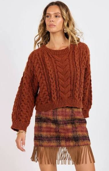 Burnt Orange Crop Oversized Sweater