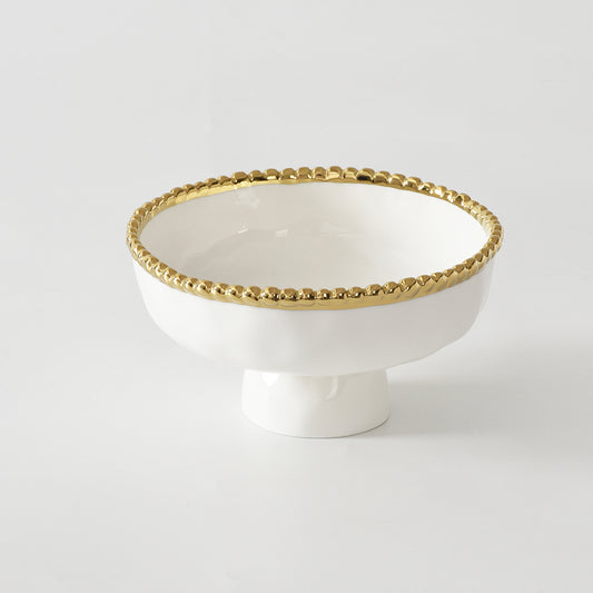 Small Gold and White Footed Bowl Pampa Bay CER2693WG