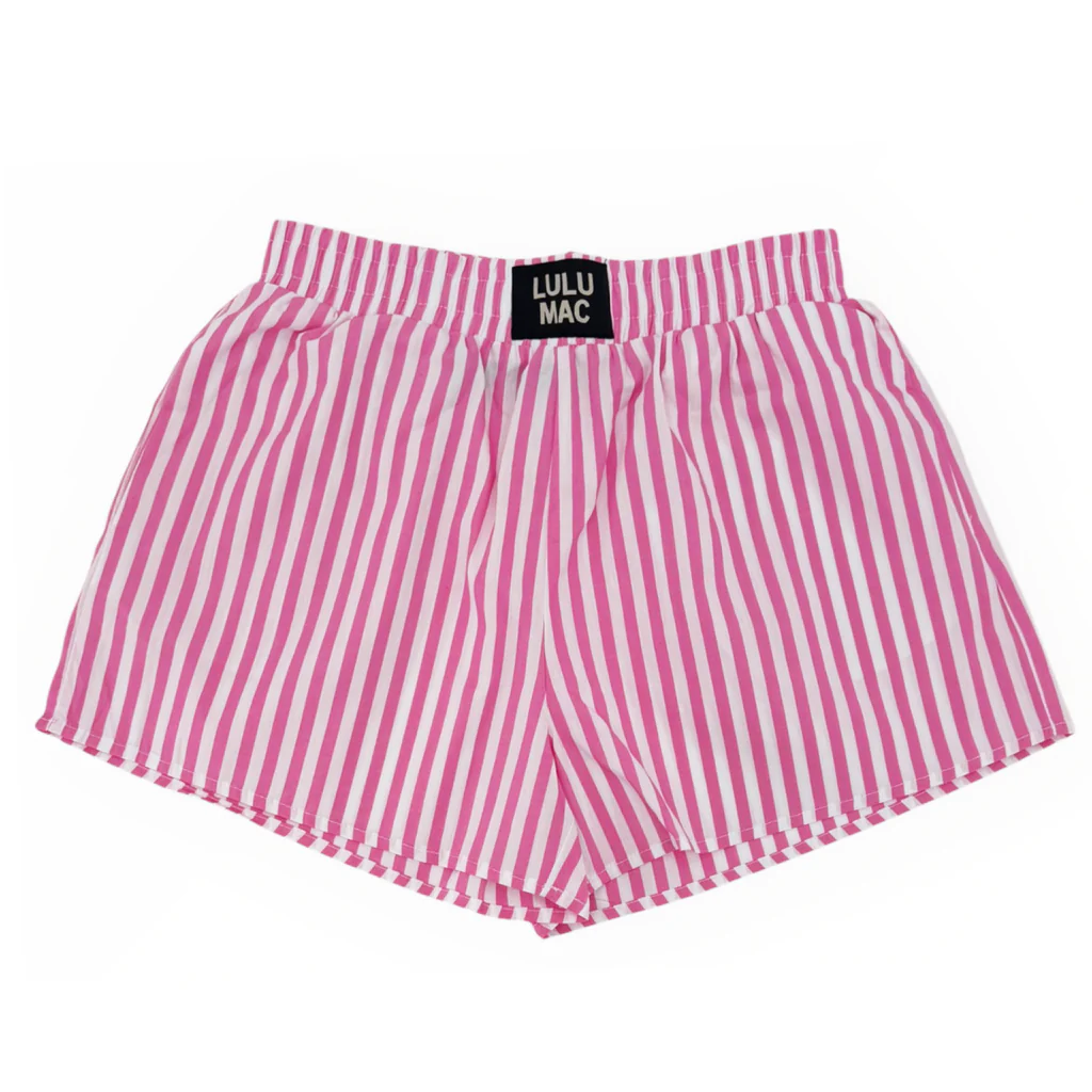 Pink Stripe Boxer Shorts Lulu Mac with bows