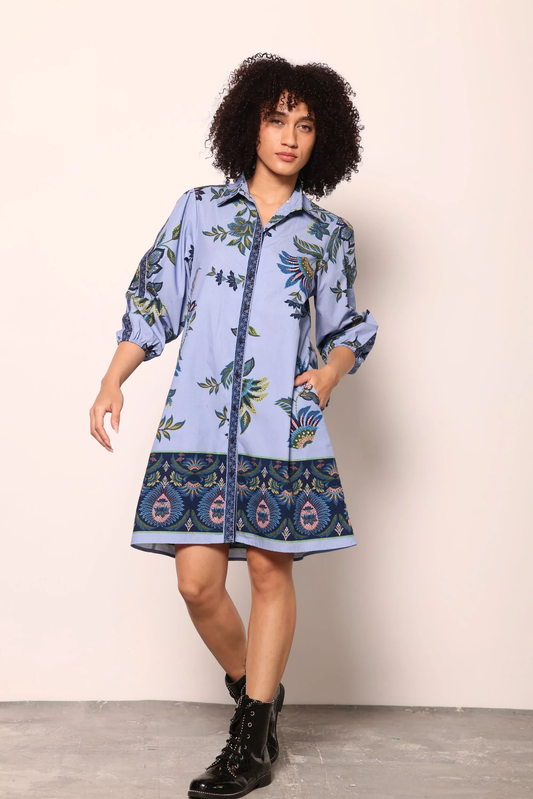 Ada Periwinkle Mosaic Floral Dress