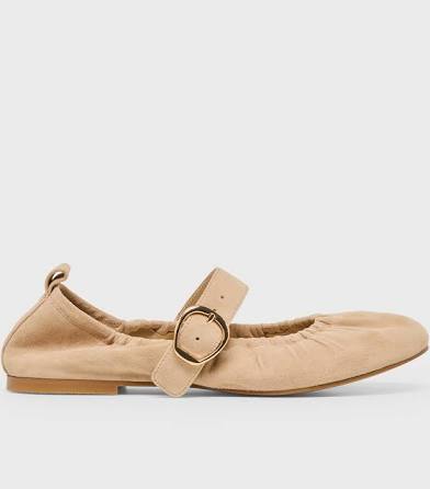 Caely Ballet Flat Sesame Suede