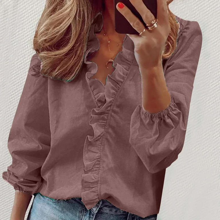 Hannah Beige Ruffle Blouse
