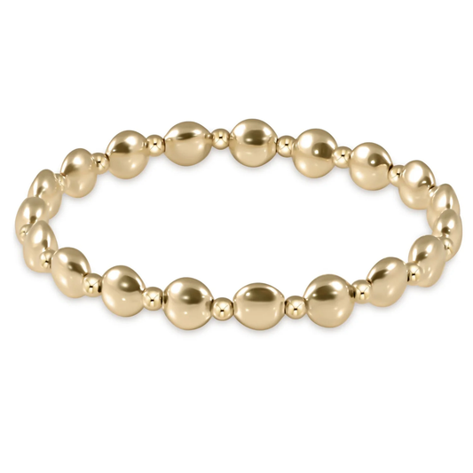 honesty gold grateful pattern 6mm bead bracelet extends