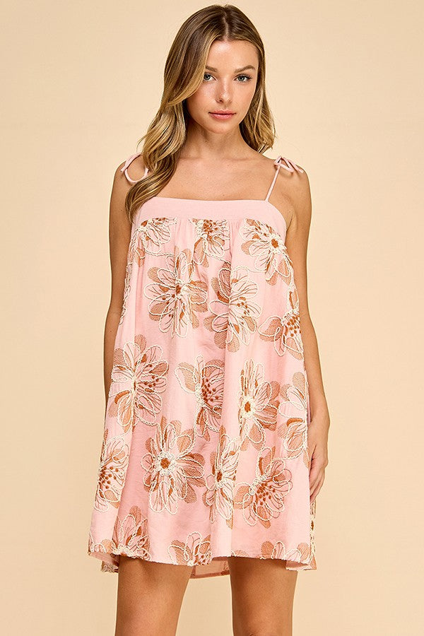 Blush Embroidered Mini Dress