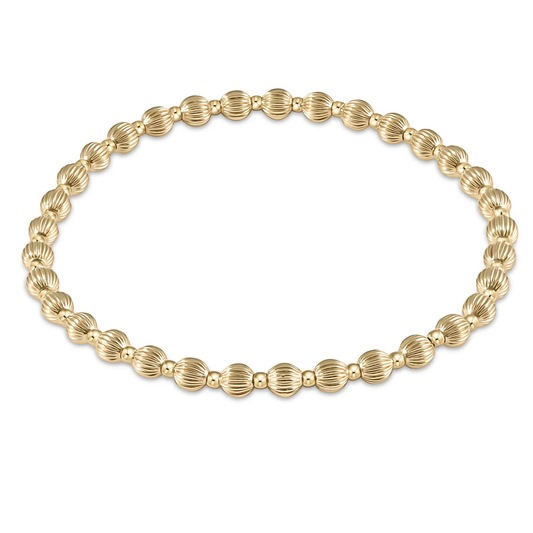 dignity grateful pattern 4mm bead bracelet - gold extends