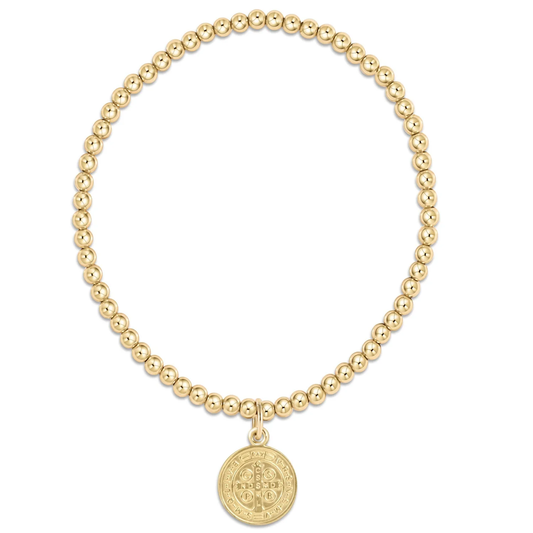 classic gold 3mm bead bracelet - blessing gold disc extends
