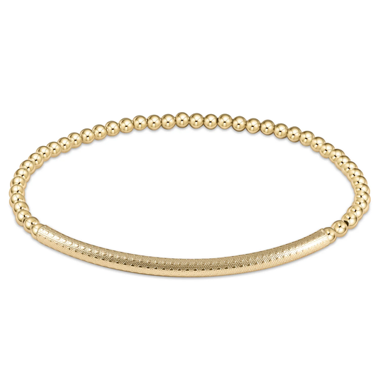 bliss bar textured 3mm bead bracelet - gold extends