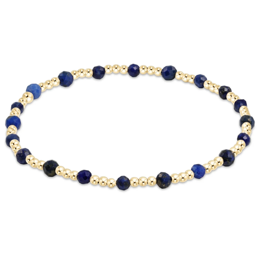 gemstone gold sincerity pattern 3mm bead bracelet - lapis