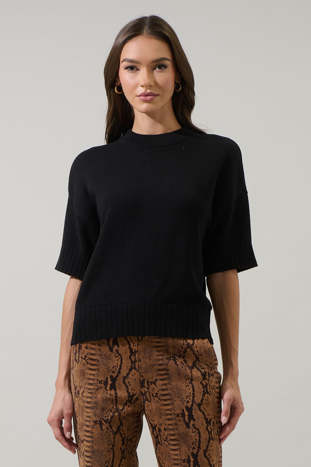 Novah Drop Shoulder Black Sweater