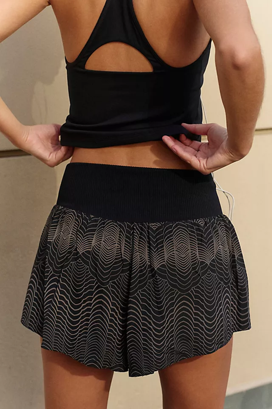 Free people Black Reflective carpe diem shorts