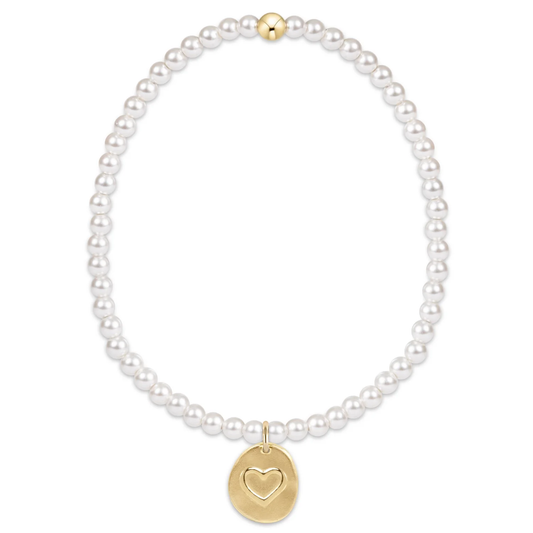classic pearl 3mm bead bracelet - inspire love small gold charm extends
