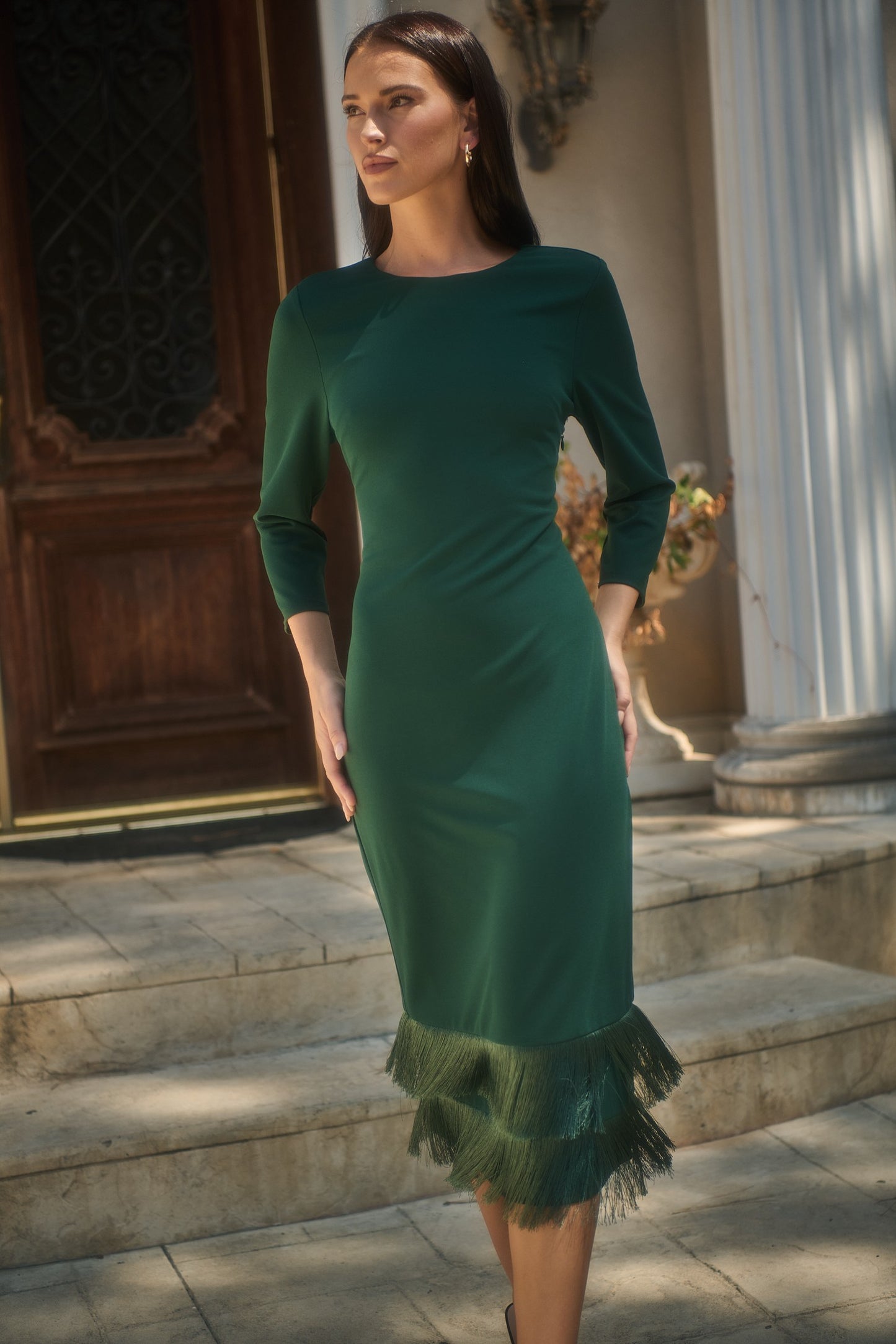 Green Frill Midi Dress