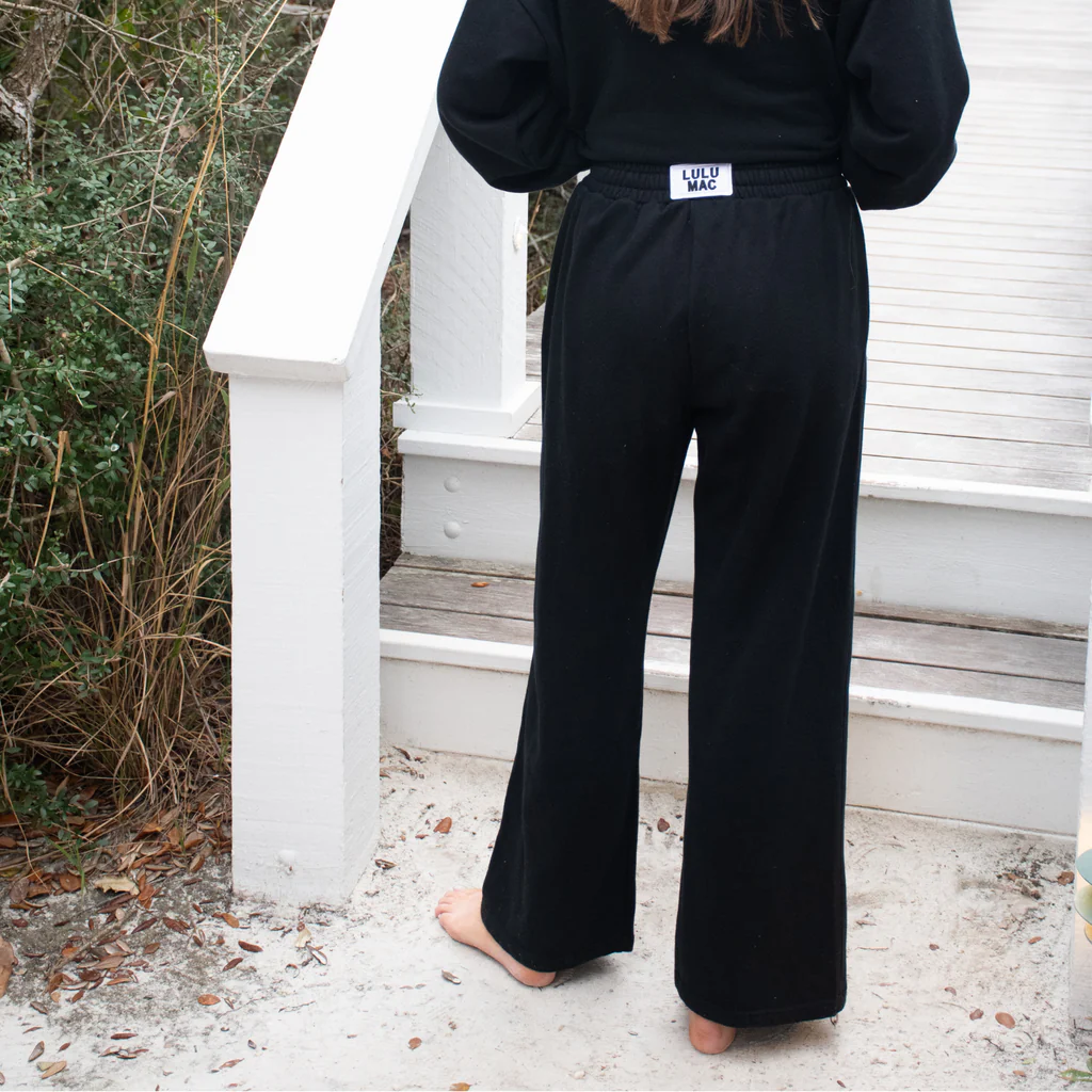 LULU MAC TERRY CLOTH PANTS Black