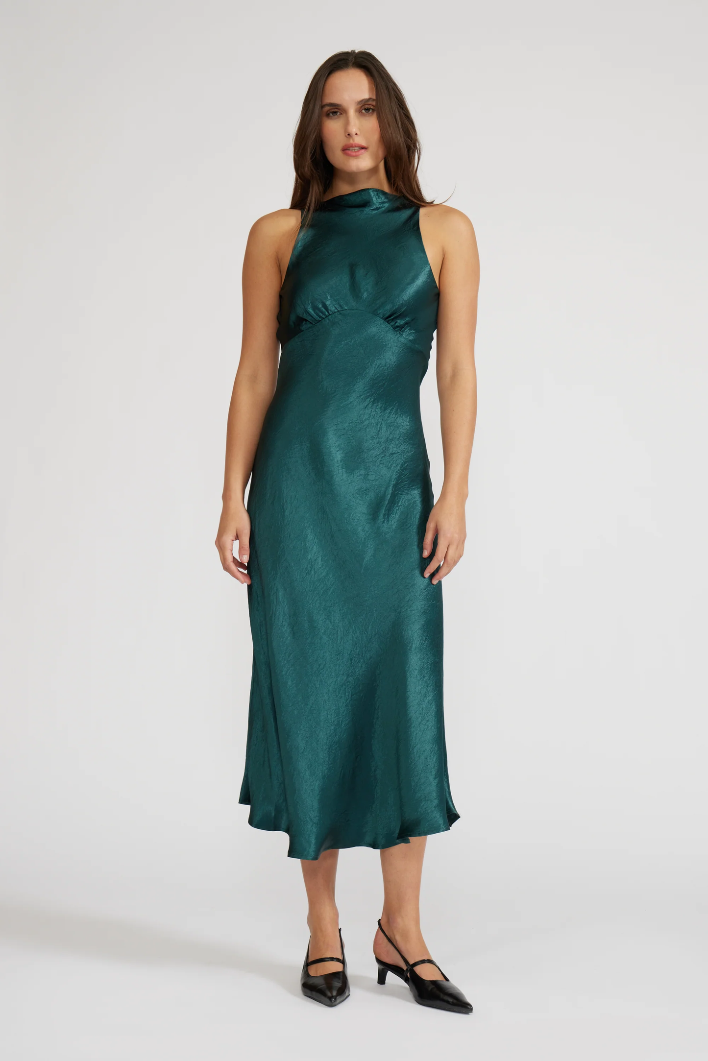 Emerald Satin Holiday Dress