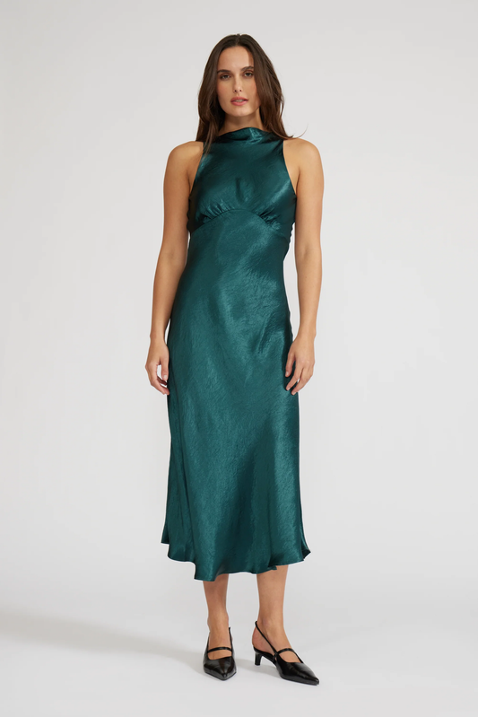 Emerald Satin Holiday Dress