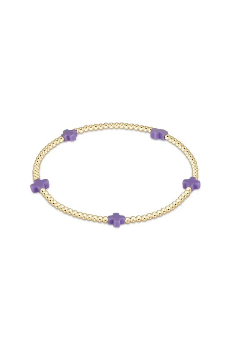 Small Cross Gold 2mm Purple EGirl