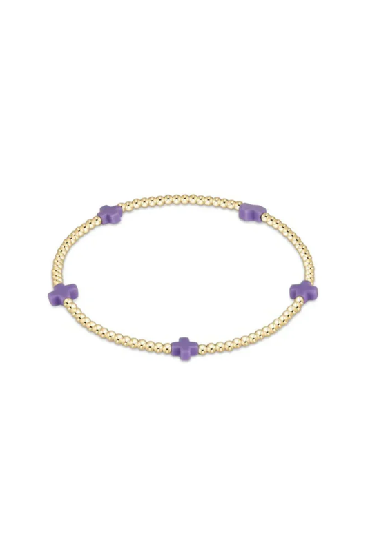 Small Cross Gold 2mm Purple EGirl
