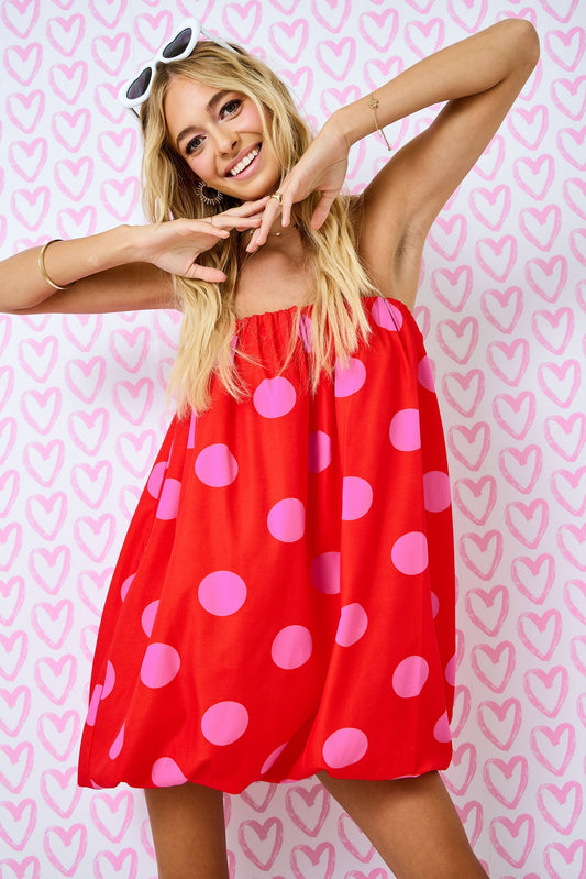 Pink and Red Polka Bubble Dress
