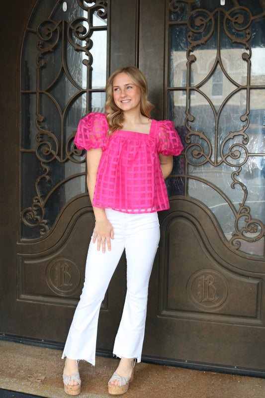 Pink Square Neck Crop Top