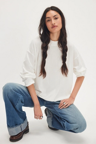 Free People Ivory Wooven Tee