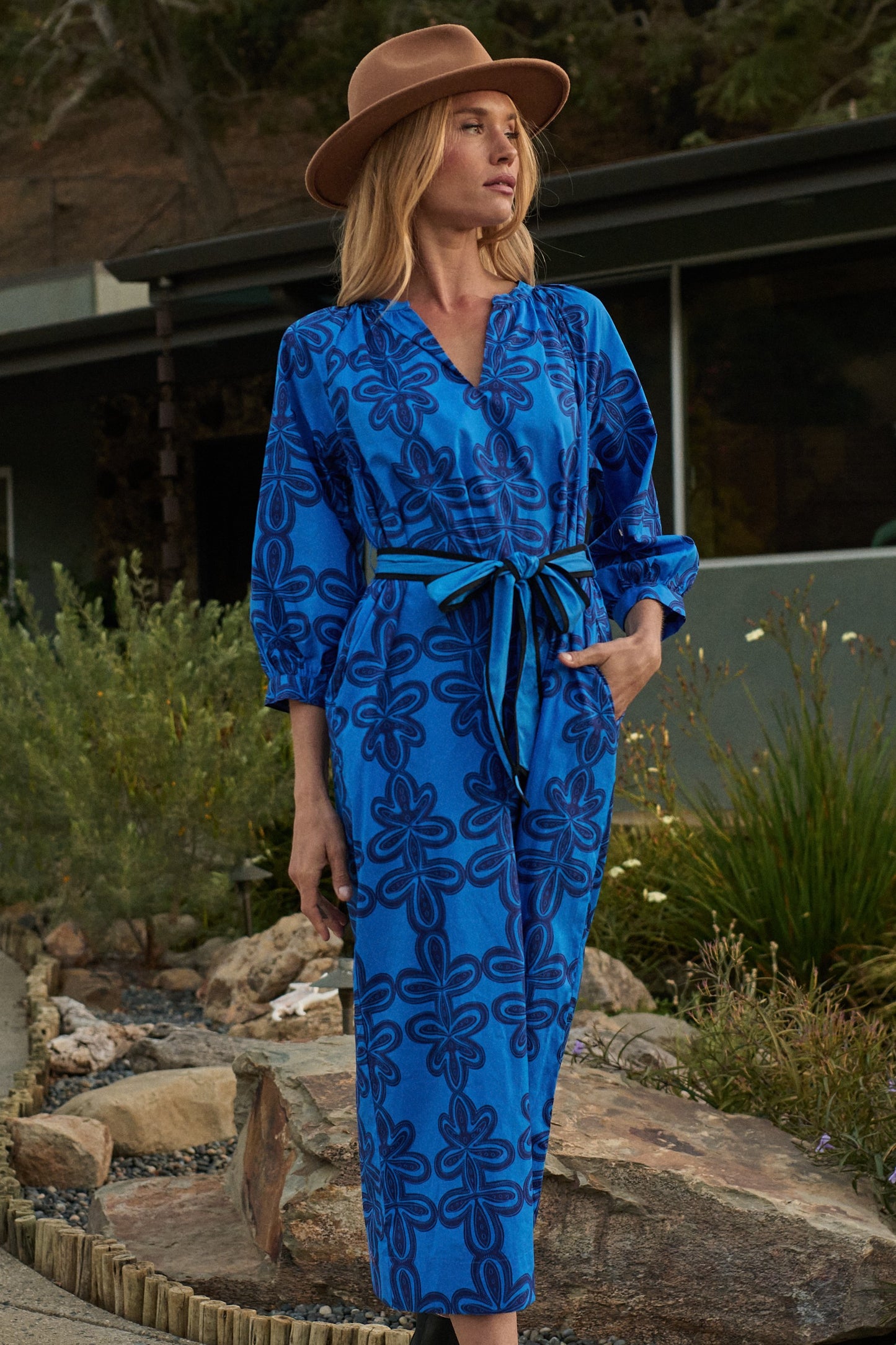Blue Midi Tie Dress