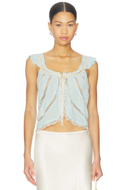 Free People Pastel Blue Combo Blouse