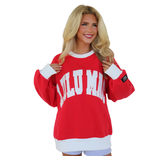 Lulu Mac Red and White Embroidered Sweatshirt