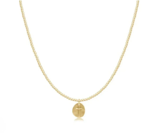 15" Choker Classic Gold 2mm Bead Inspire Small Gold Charm