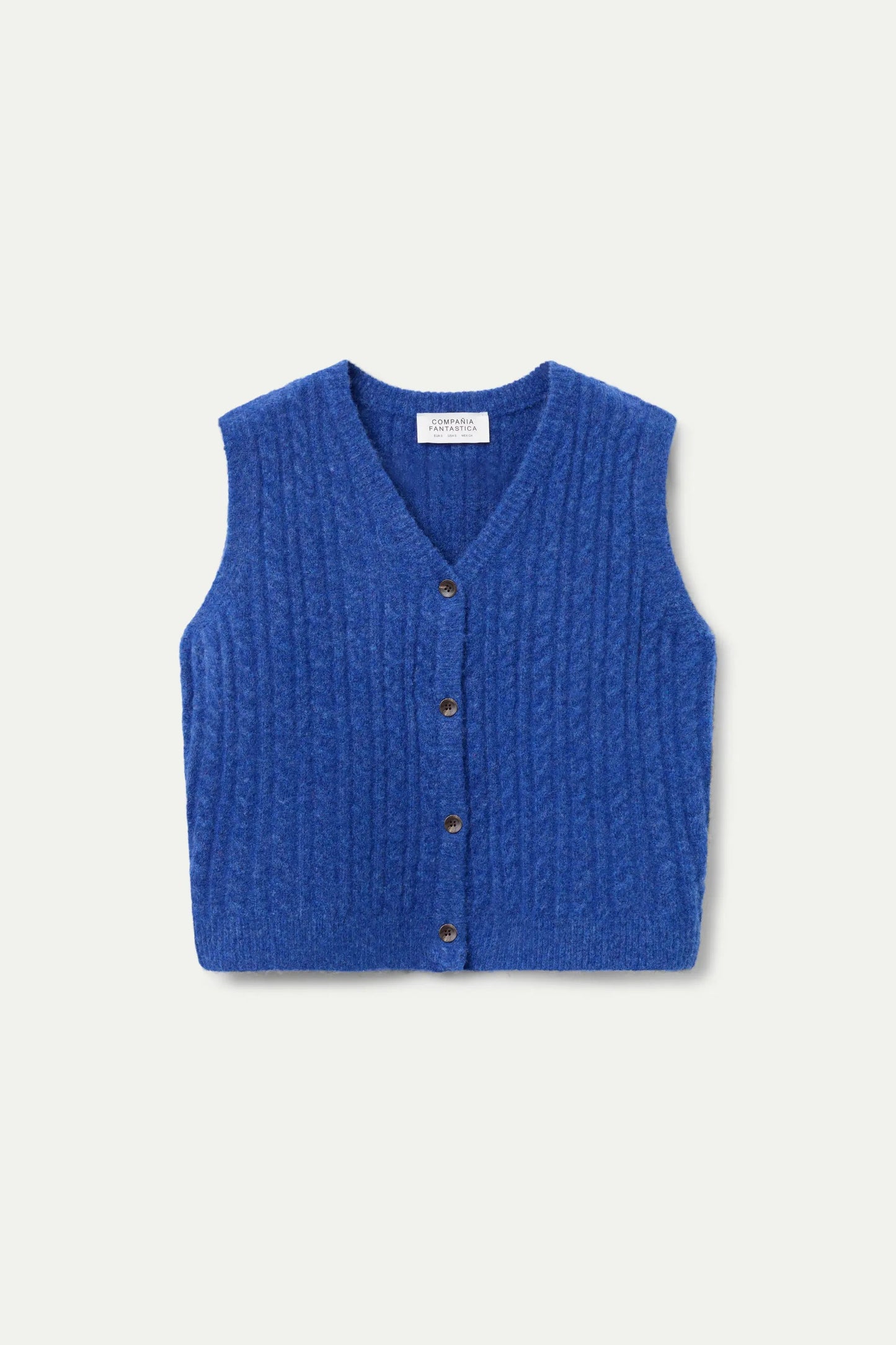 Blue V Neck Button Vest