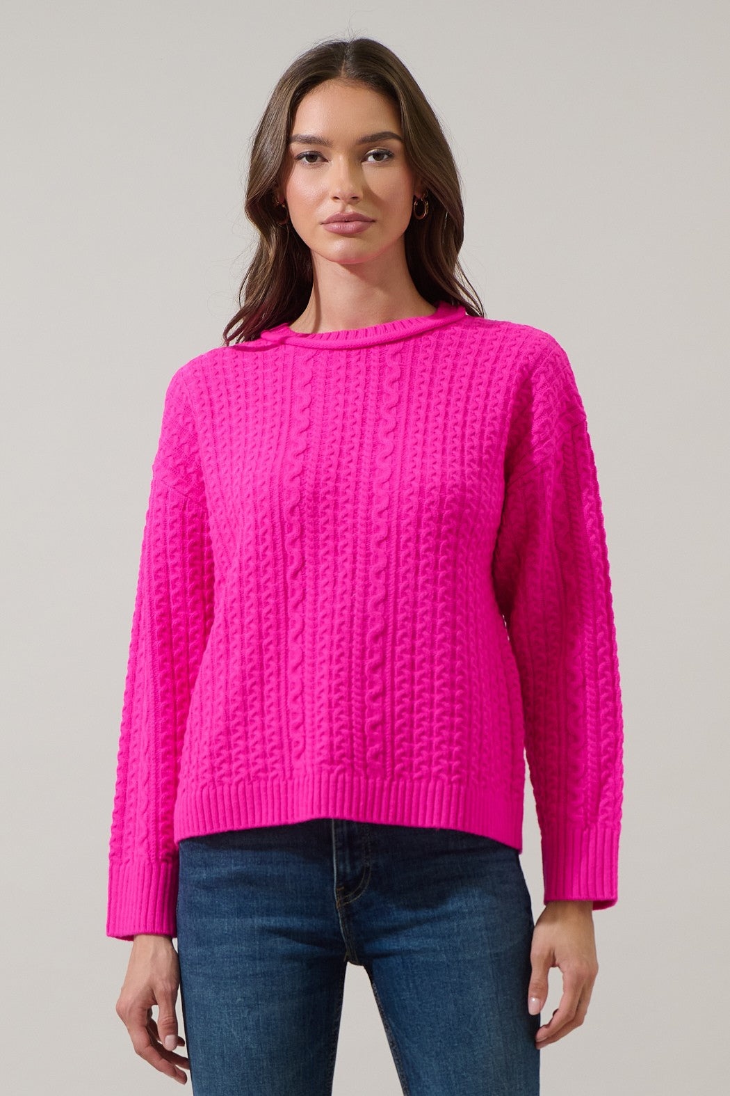 Pink Cable Knit Sweater
