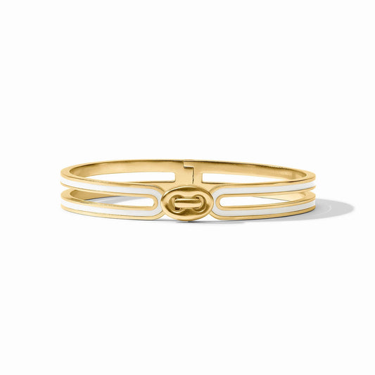 Laguna Enamel Hinge Bangle - Gold & Enamel - Julie Vos
