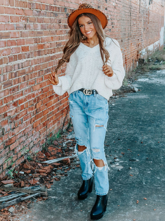 So Much To Love Distressed Boyfriend Jeans