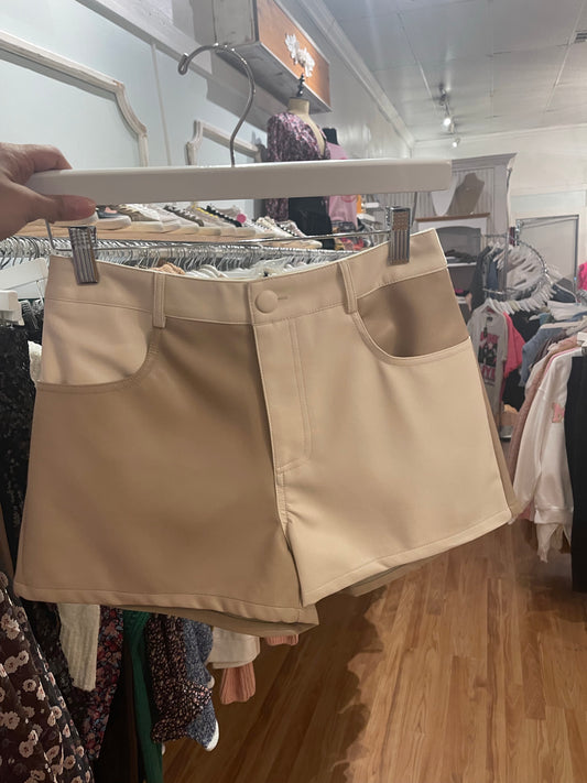 Tan Colorblock Shorts