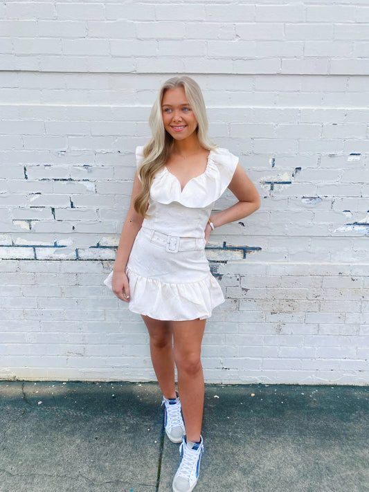 Cream Rose Ruffle Tank