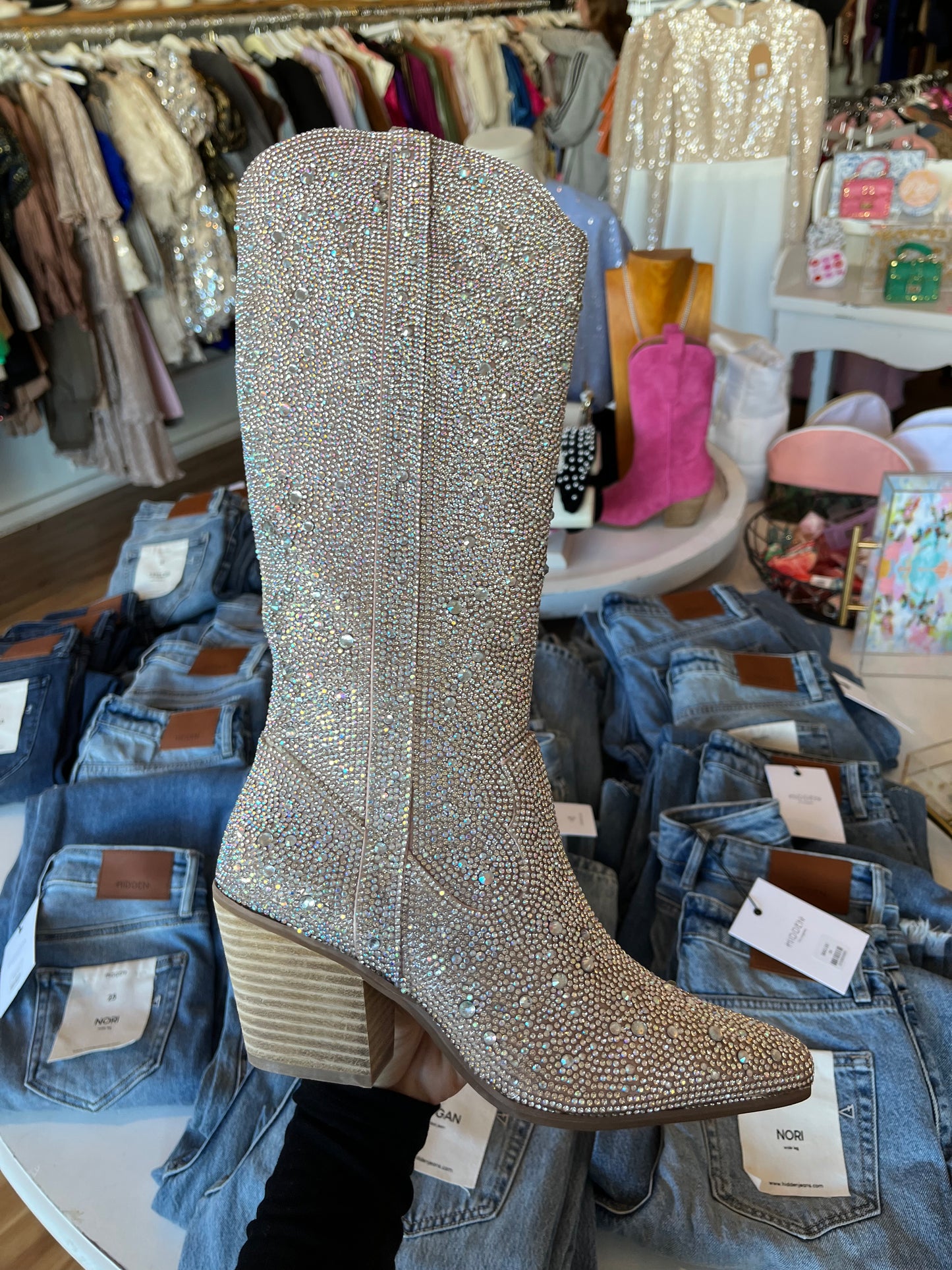 Nashville Knee High Rhinestone Boots