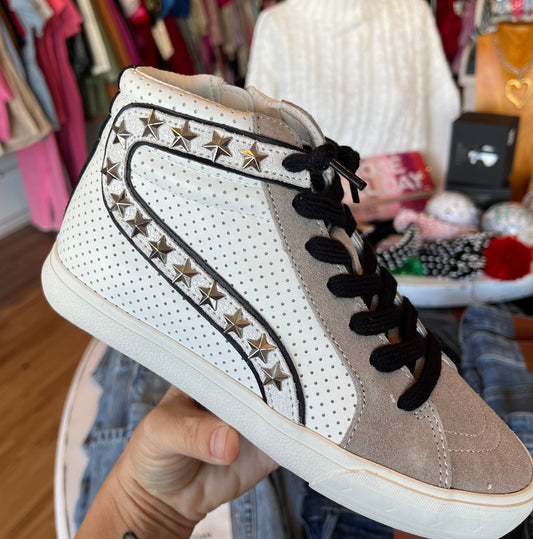 Gadol High White & Taupe Sneaker