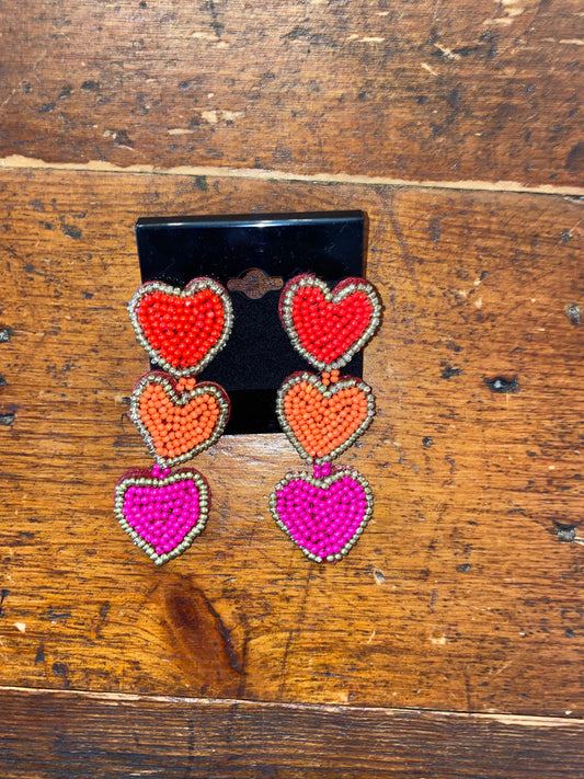 Multi Heart Drop Earrings