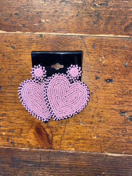 Black Multi Beaded Heart Earrings