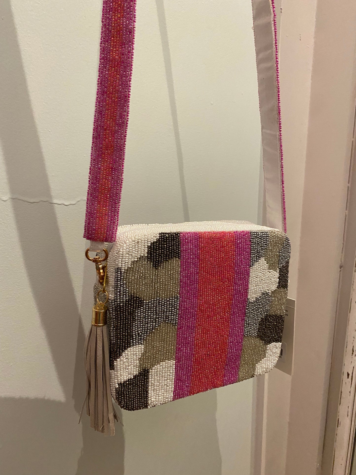 Pink Camo Beaded Purse